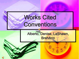 Works Cited Conventions - Thomas Nelson Community College