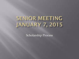 Senior Meeting January 30, 2013