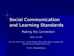 Social Communication and Learning Standards