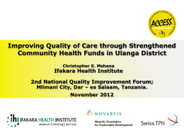Improving Quality of Care through Strengthened Community