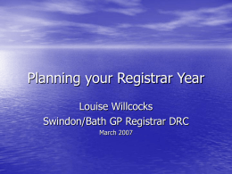 Planning your Registrar year