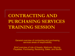 CONTRACTING AND PURCHASING SERVICES TRAINING SESSION