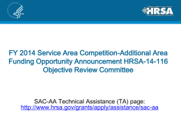 HRSA-14-116 SAC-AA Pre-ORC Reviewer Conference