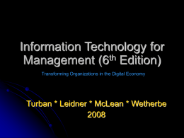 Information Technology for Management (6th Edition)