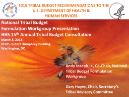 National Tribal Budget Recommendations for IHS