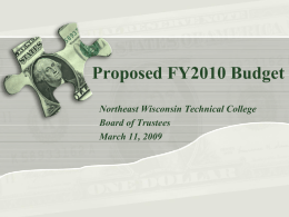 Proposed FY2010 Budget Presentation to the Board March 2009
