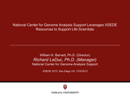 National Center for Genome Analysis Support Leverages