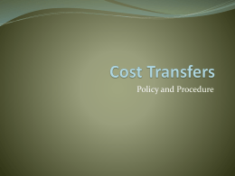 Cost Transfers - Financial Services