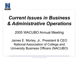 WACUBO BMI current issues 2004