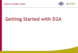 D2A Getting Started Training
