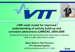 LWR oxide model for improved understanding of activity