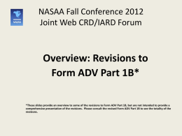 Overview of Form ADV Part 1B Revisions