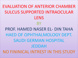 EVALUATION OF ANTERIOR CHAMBER SULCUS SUPPORTED …