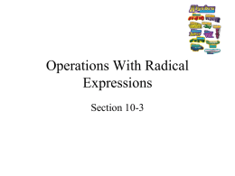 Operations With Radical Expressions