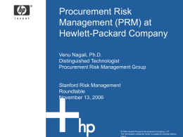 Procurement Risk Management at HP: Applying financial