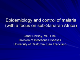 Epidemiology and control of malaria (with a focus on sub