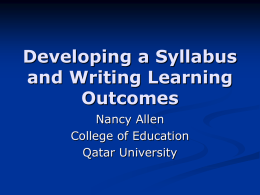 Developing a Syllabus and Writing Learning Outcomes
