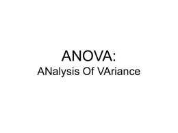 ANOVA: ANalysis Of VAriance