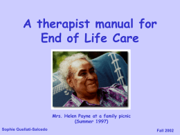At the End of Life - Dr. Sophie Guellati