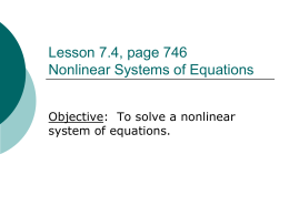 Lesson 8-2 Solving Systems by SUBSTITUTION