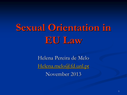 Sexual Orientation in EU Law - Faculdade de Direito da UNL