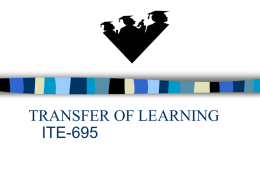 TRANSFER OF LEARNING - Indiana State University