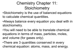Chemistry Chapter 11: Stoichiometry