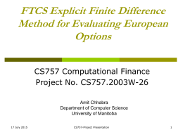 FTCS Explicit Finite Difference Method for Evaluating