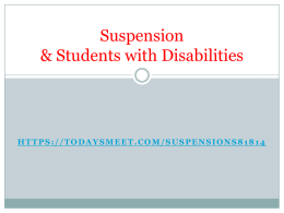 Discipline and Students w Disabilities 8.18.14