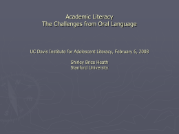 Academic Literacy The Challenges from Oral Language UC