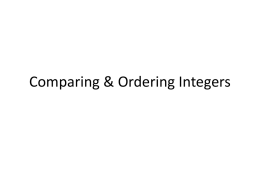 Comparing & Ordering Integers