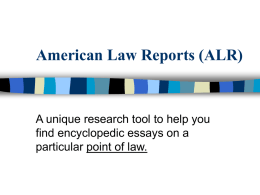 Annotated Law Reports - Florida Coastal School of Law