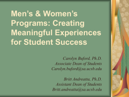 Men’s & Women’s Programs: Creating Meaningful Experiences