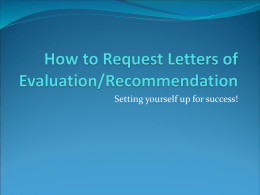 How to Request Letters of Evaluation/Recommendation