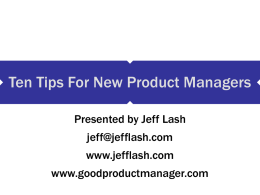 Ten Tips for New Product Managers