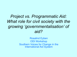 Day 1 - Session 3 - Project vs. Programmatic aid