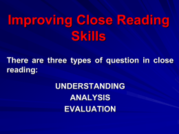 Improving Close Reading Skills