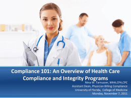 Compliance 101: An Overview of Health Care Integrity Programs