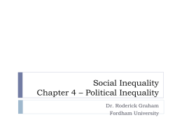 Social Inequality Chapter 4 – Political Inequality