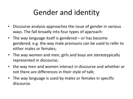 Gender Identities - Tor Vergata