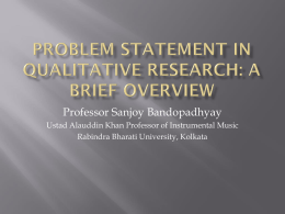 Problem Statement in Qualitative Research