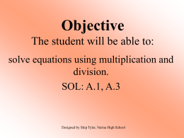 Solve Equations with Multiplication and Division