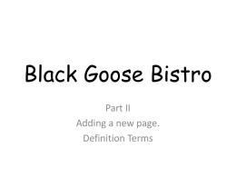 Black Goose Bistro - CTD Web Design / FrontPage