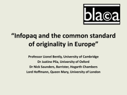 Infopaq and the common standard of originality in Europe”