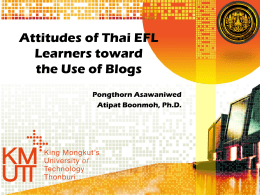 The Effects of Blogs on Thai EFL Students’ Motivation to