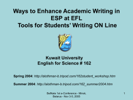 Ways to Enhance Academic Writing in ESP in EFL Various