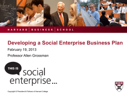 Developing a Social Enterprise Business Plan