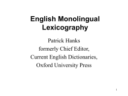 English Lexicography - Univerzita Karlova v Praze