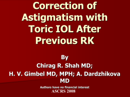 Correction of Astigmatism with Toric IOL After Previous RK
