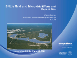 BNL Grid and MicroGrid R&D - Energy Smart Communities